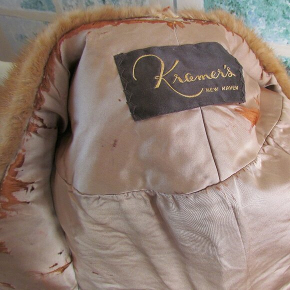 MINK WRAP, VINTAGE KRAMER'S BROWN FUR SHAWL CAPELET STOLE; LOVELY, NEEDS REPAIR - Picture 9 of 9